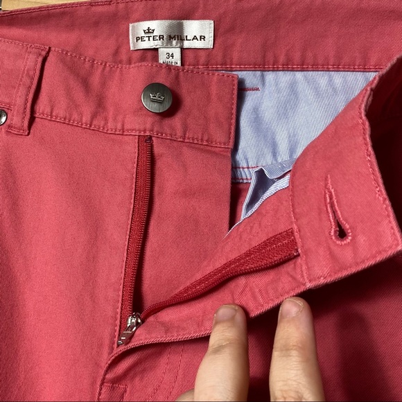 Peter Millar Slim Fit Chino Soft Touch Twill Trouser Pants Cape Red Pima Cotton - Picture 6 of 10